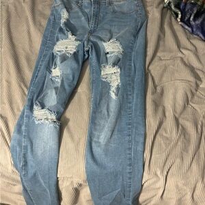 Fashion Nova Blue Boyfriend Jeans Distressed Casual